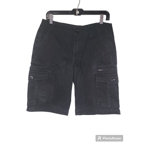 Guess Casual Black Cargo Shorts for Men Solid Color Sweat Shorts with Zipper - Picture 1 of 9